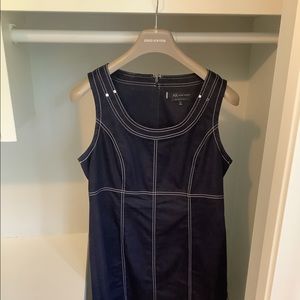 Navy blue sleeveless dress with top stitching